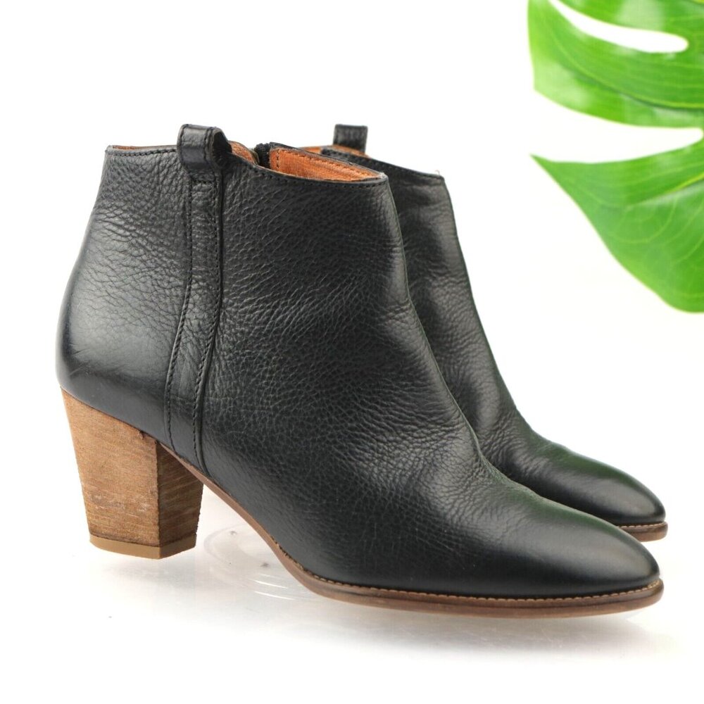 Madewell Womens Billie Boot Size‎ 7.5 Black Leather Block Heel Western Bootie